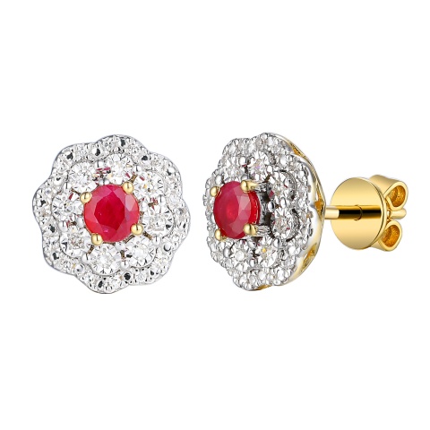 Kolczyki z rubinami i diamentami (E94939 Y S RU)