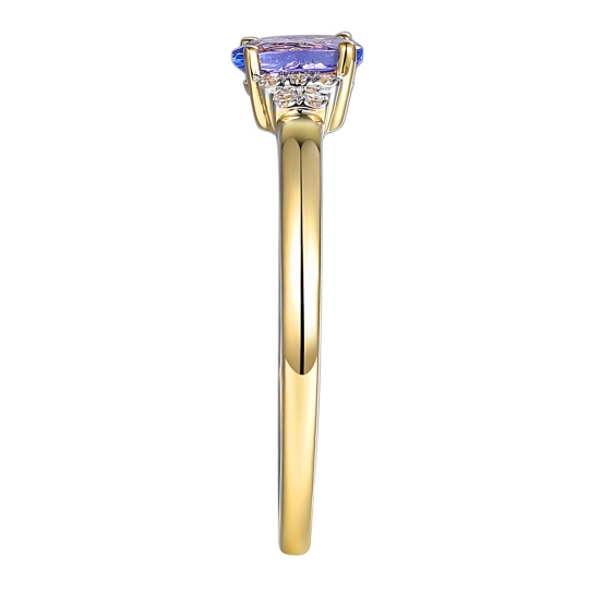 Złoty pierścionek z tanzanitem i diamentami (R30617 Y T): 7