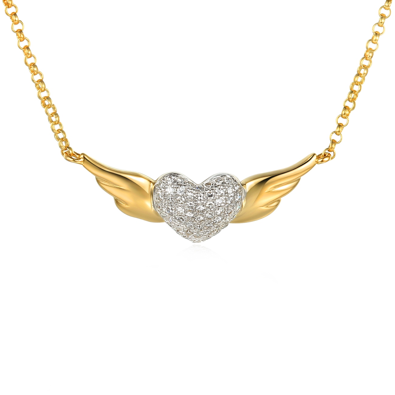 Naszyjnik serce ze skrzydłami z diamentami (N03523 Y)