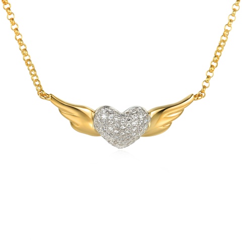 Naszyjnik serce ze skrzydłami z diamentami (N03523 Y)