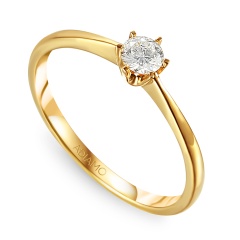 Pierścionek z diamentem, dwukolorowe złoto (R27077 Y 0,14ct)