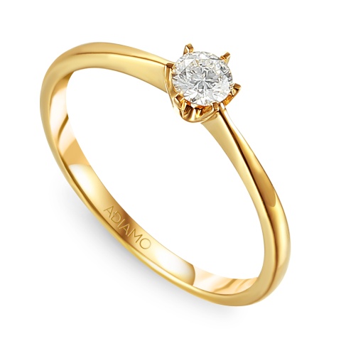 Pierścionek z diamentem, dwukolorowe złoto (R27077 Y 0,14ct)