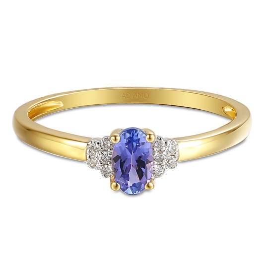 Złoty pierścionek z tanzanitem i diamentami (R30617 Y T): 7