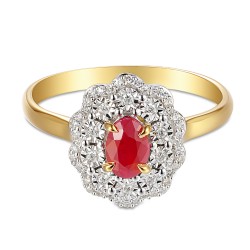 Pierścionek z rubinem i diamentami (R83432 Y RU) - zdjęcie: 4