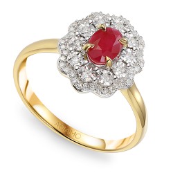 Pierścionek z rubinem i diamentami (R83432 Y RU) - zdjęcie: 2