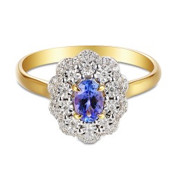 Pierścionek z tanzanitem i diamentami (R83432 Y T) - zdjęcie: 4
