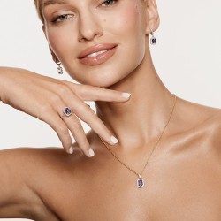 Zawieszka z tanzanitem i diamentami (P82005 Y T) - zdjęcie: 4