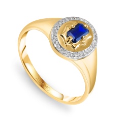 Sygnet z szafirem i diamentami (R93931 Y SA)