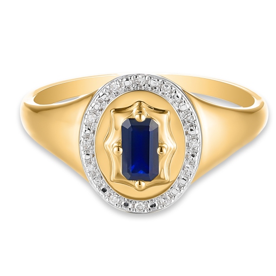 Sygnet z szafirem i diamentami (R93931 Y SA)