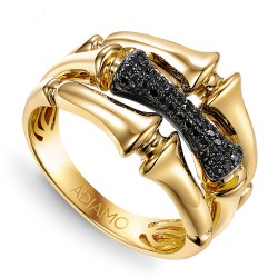 Pierścionek z czarnymi diamentami (R97094 Y BD) - zdjęcie: 2