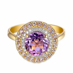 Pierścionek z ametystami i diamentami (R88806 Y AM) - zdjęcie: 4