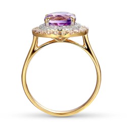 Pierścionek z ametystami i diamentami (R88806 Y AM) - zdjęcie: 5