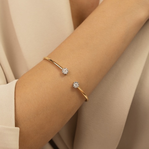Bransoletka bangle otwarta z diamentami (B09483 Y)