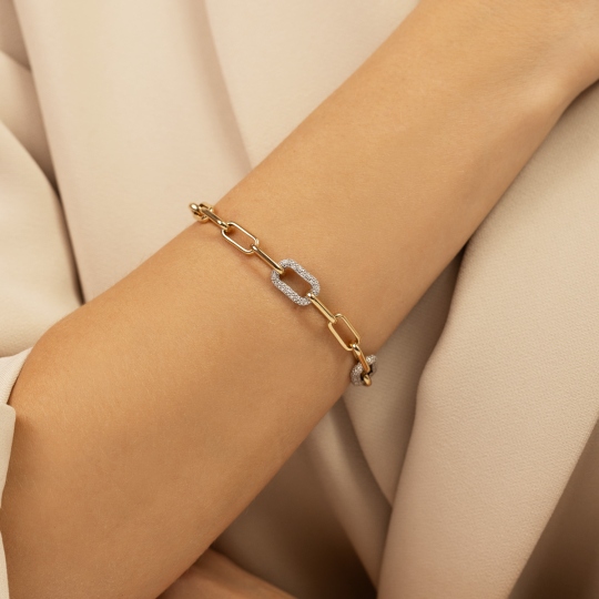 Bransoletka dwukolorowa z diamentami (B09481 YW)