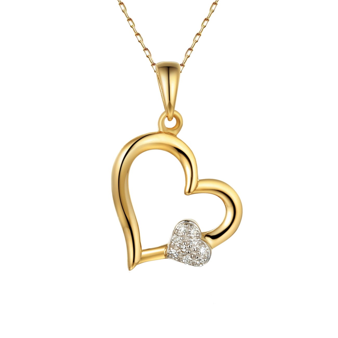 Zawieszka złote serca z diamentami