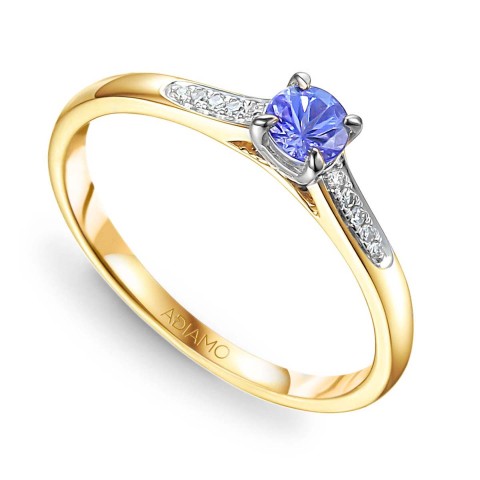 Pierścionek z tanzanitem i diamentami (R78035 YW T)