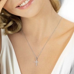 Zawieszka złoty krzyżyk z diamentami  (P43356 W)