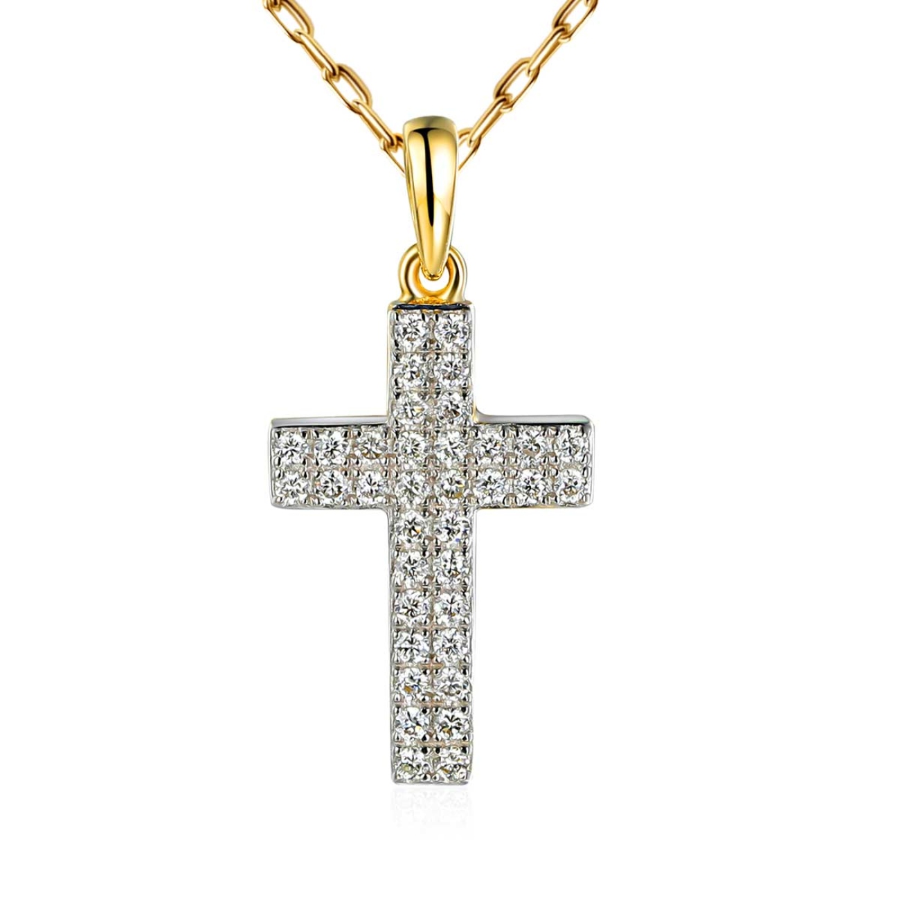 Zawieszka złoty krzyżyk z diamentami  (P83182 Y)