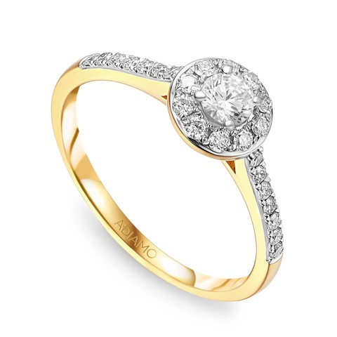 Pierścionek halo z diamentami (R40019 Y 0,30 ct)