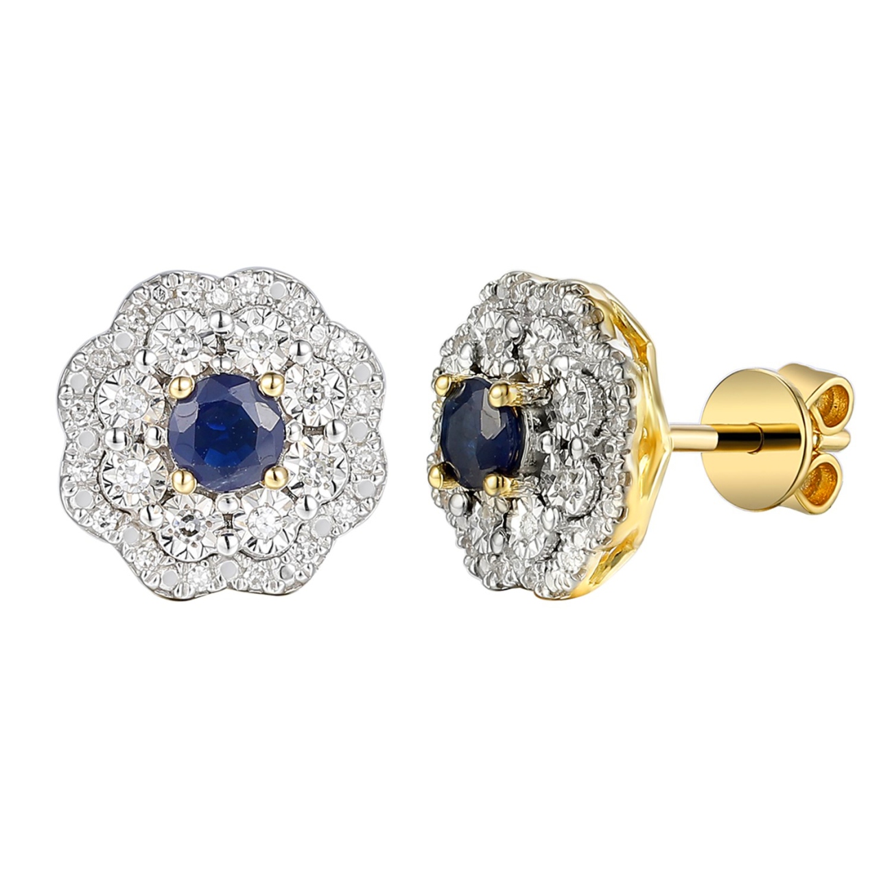 Kolczyki z szafirami i diamentami (E94939 Y S SA)