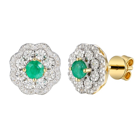 Kolczyki ze szmaragdami i diamentami (E94939 Y S EM)