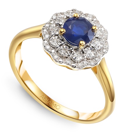 Pierścionek z szafirem i diamentami (R94939 Y SA)