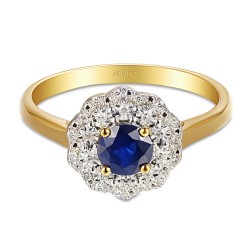 Pierścionek z szafirem i diamentami (R94939 Y SA) - zdjęcie: 4