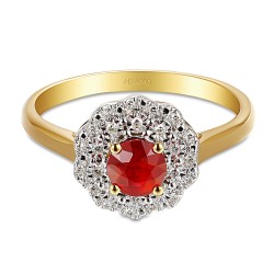 Pierścionek z rubinem i diamentami (R94939 Y RU) - zdjęcie: 4