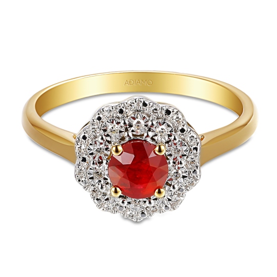 Pierścionek z rubinem i diamentami (R94939 Y RU)