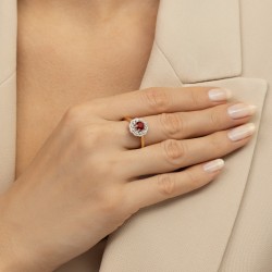 Pierścionek z rubinem i diamentami (R94939 Y RU) - zdjęcie: 3