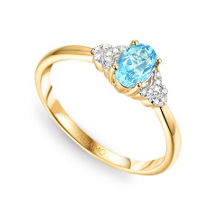 Pierścionek z blue topazem i diamentami (R59732 Y BT)