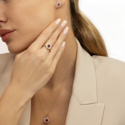 Pierścionek z rubinem i diamentami (R94939 Y RU) - zdjęcie: 6