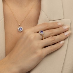 Pierścionek z tanzanitem i diamentami (R94939 Y T) - zdjęcie: 3