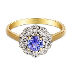 Pierścionek z tanzanitem i diamentami (R94939 Y T) - zdjęcie: 4