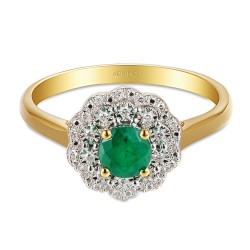 Pierścionek ze szmaragdem i diamentami (R94939 Y EM) - zdjęcie: 4