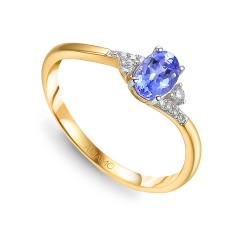 Pierścionek z tanzanitem i diamentami (R59218 Y T)