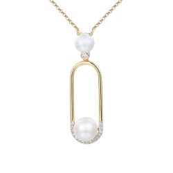 Naszyjnik z perłami i diamentami (N11879 Y PL) - zdjęcie: 2