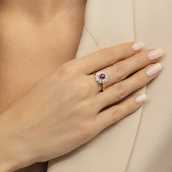 Pierścionek z rubinem i diamentami (R83432 Y RU) - zdjęcie: 3