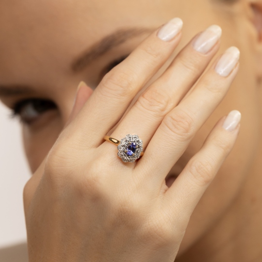 Pierścionek z tanzanitem i diamentami (R83432 Y T)
