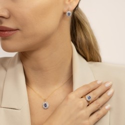 Pierścionek z tanzanitem i diamentami (R83432 Y T) - zdjęcie: 7