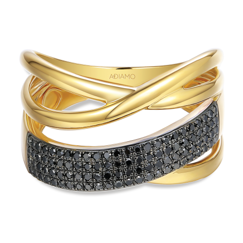 Pierścionek z czarnymi diamentami (R95404 Y BD)