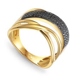 Pierścionek z czarnymi diamentami (R95404 Y BD) - zdjęcie: 2