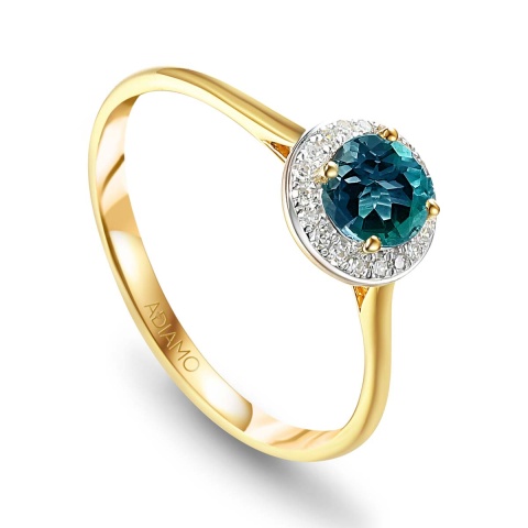 Pierścionek złoty z London Blue Topazem (R62900 Y M LBT)