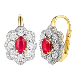 Kolczyki z rubinami i diamentami (E83432 Y P RU) - zdjęcie: 2
