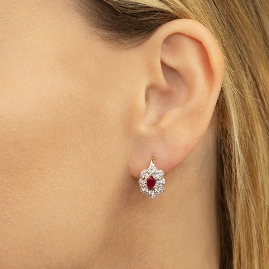 Kolczyki z rubinami i diamentami (E83432 Y P RU)