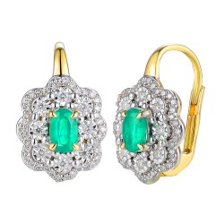 Kolczyki ze szmaragdami i diamentami (E83432 Y P EM) - zdjęcie: 2