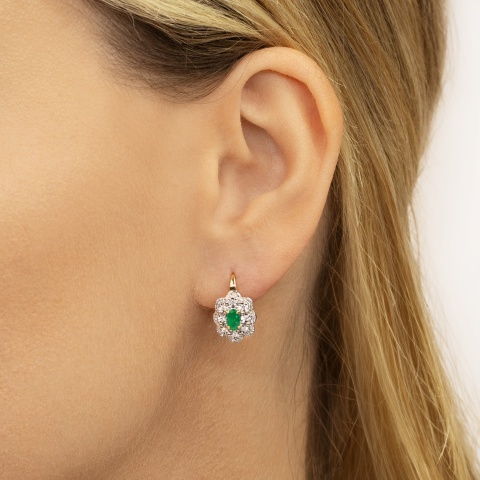 Kolczyki ze szmaragdami i diamentami (E83432 Y P EM)