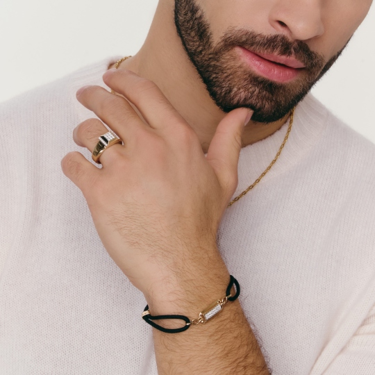 Męska bransoletka sznurkowa z diamentami laboratoryjnymi