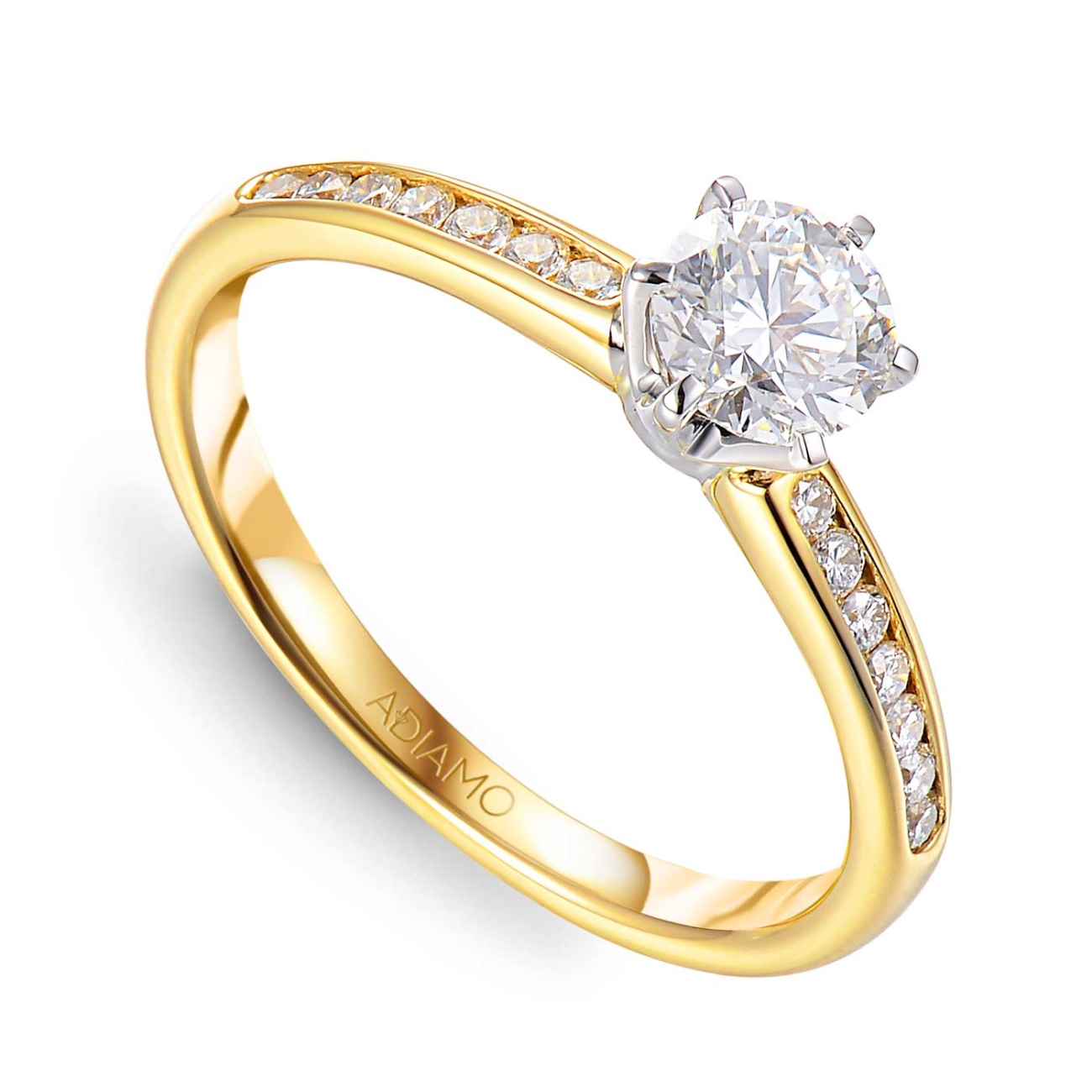 Pierścionek z diamentami laboratoryjnymi (R58831 YW LGD 0,50ct)