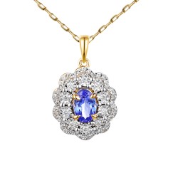 Zawieszka z tanzanitem i diamentami (P83432 Y T) - zdjęcie: 2